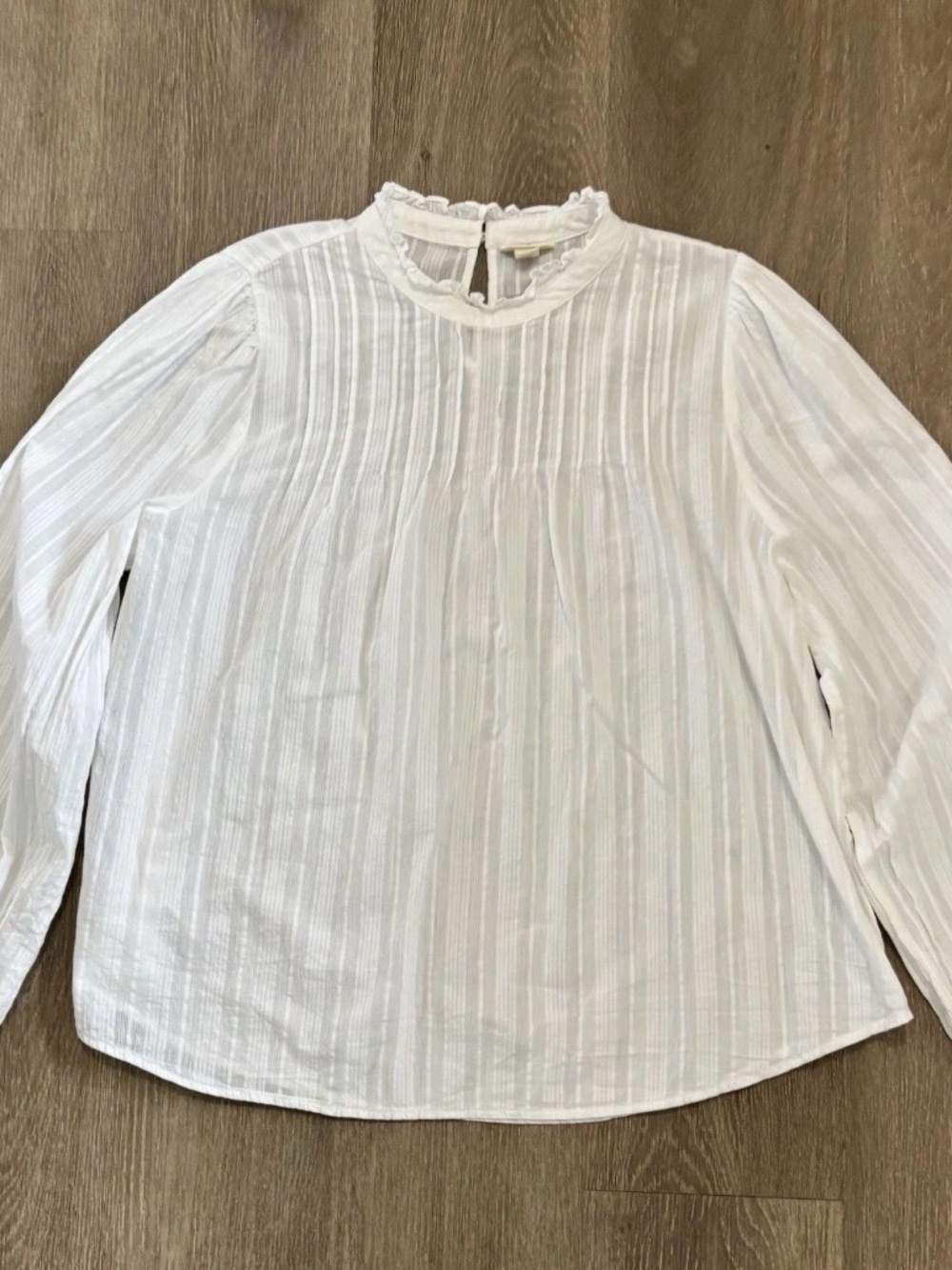 a.n.a White Ruffle Neck Pintuck Blouse - Women Tops
